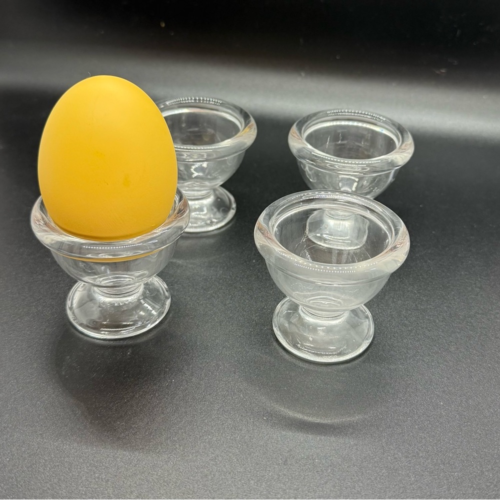 Clear Glass Egg Cups Set of 4